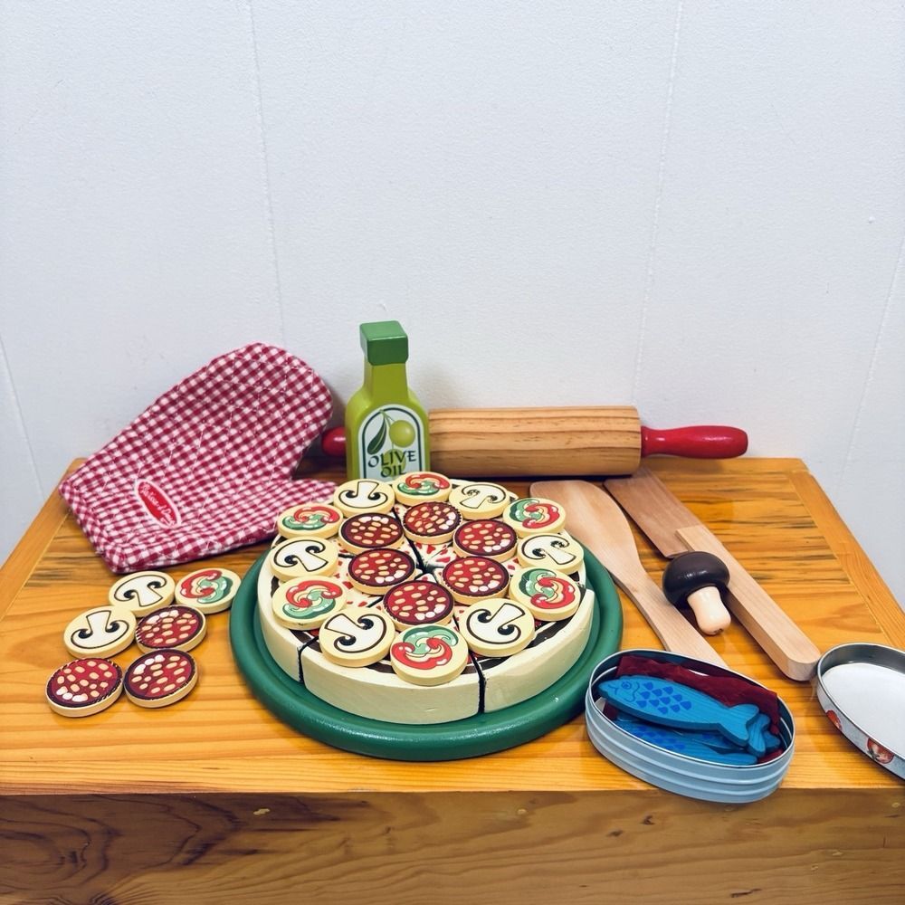 Melissa and Doug Pizza Party Set Wooden Toddler‎ Play Kitchen Restaurant Toy